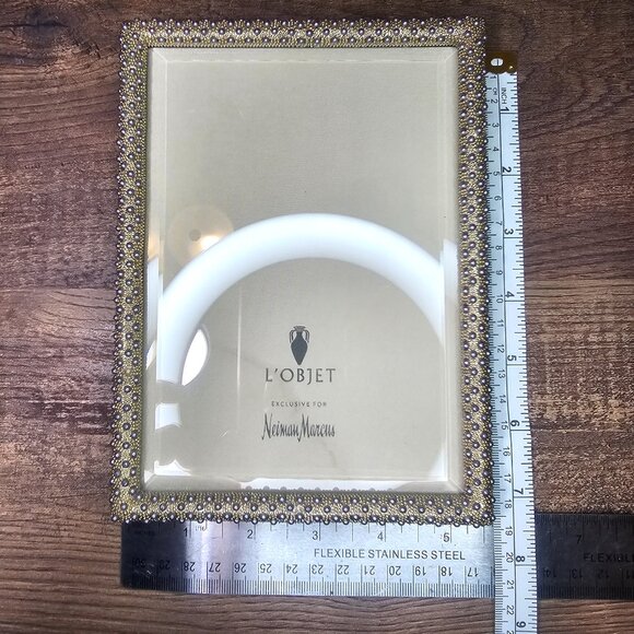 L’Objet for Neiman Marcus Gold Plated Rectangular Pave Picture Frame 5”x7” - Picture 10 of 11